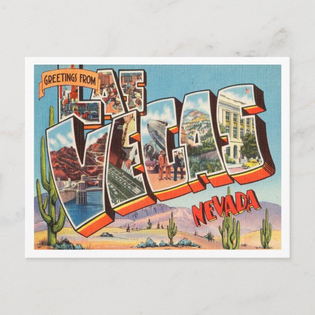 Greetings from Las Vegas, Nevada Vintage Travel Postcard (Front)