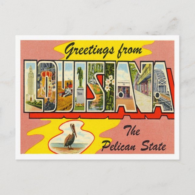 Greetings From Louisiana Postcard (Front)