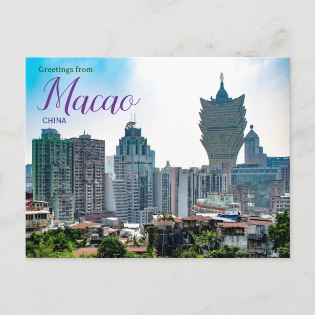 Greetings from Macao China Postcard (Front)