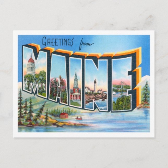 Greetings From Maine Postcard (Front)