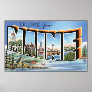 Greetings From Maine, Vintage Poster