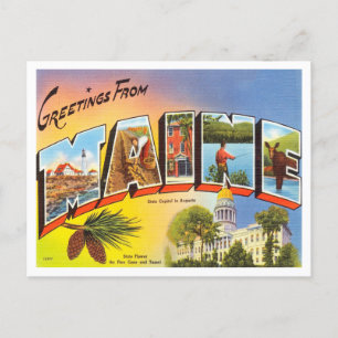 Greetings from Maine Vintage Travel Postcard