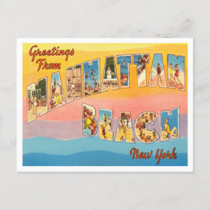 Greetings from Manhattan Beach, New York Travel Postcard