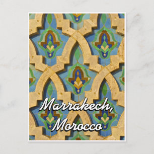 Greetings from Marrakech Morocco Moroccan Tile Postcard