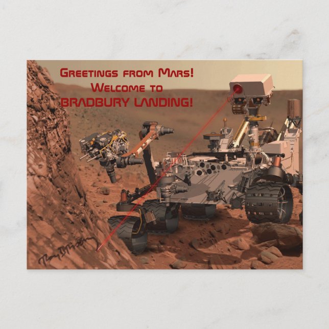 Greetings from Mars! Welcome to BRADBURY LANDING! Postcard (Front)