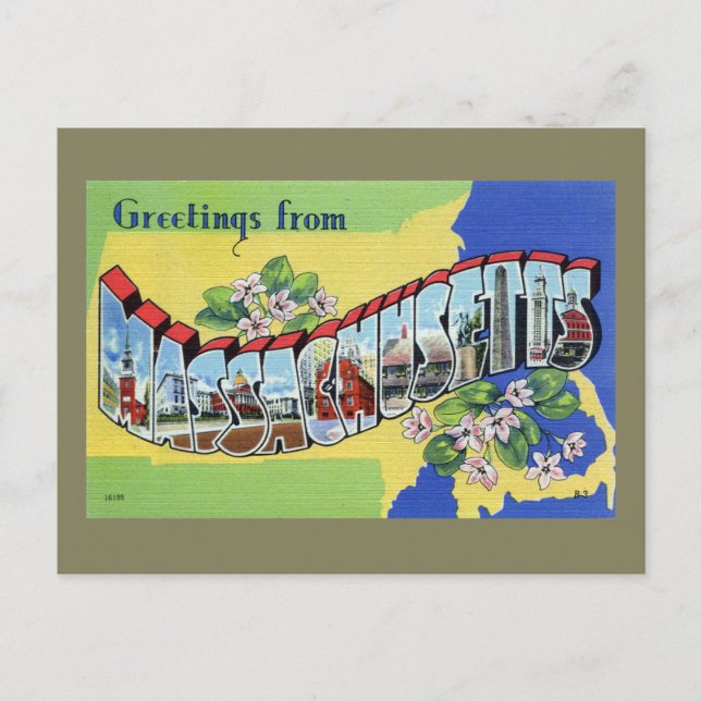 Greetings From Massachusetts Postcard (Front)
