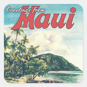 Greetings From Maui, Hawaii Square Sticker