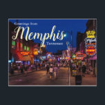 Greetings from Memphis Tennessee Postcard<br><div class="desc">This postcard,  greetings from Memphis,  Tennessee celebrates this great cities musical heritage.</div>
