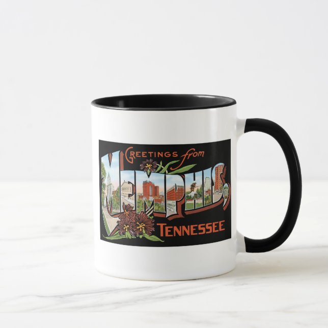 Greetings from Memphis, Tennessee! Retro Post Card Mug (Right)