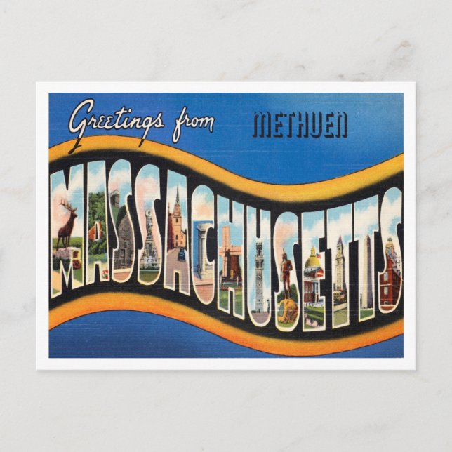 Greetings from Methuen, Massachusetts Travel Postcard (Front)