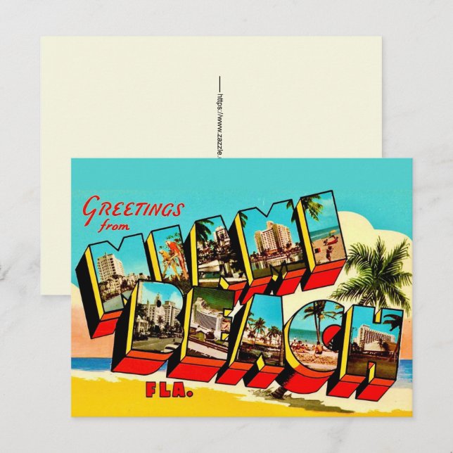 Greetings from Miami Beach Postcard (Front/Back)
