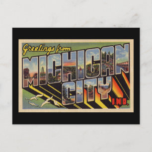 Greetings from Michigan City Indiana Postcard