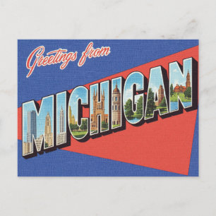 Greetings from Michigan Vintage Postcard