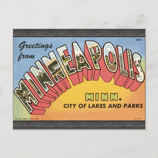 Greetings From Minneapolis Minn., Vintage Postcard (Front)