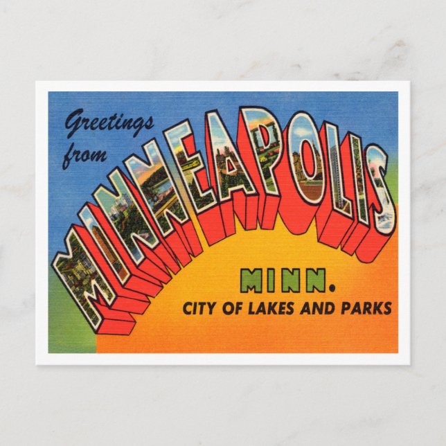 Greetings from Minneapolis, Minnesota Travel Postcard (Front)