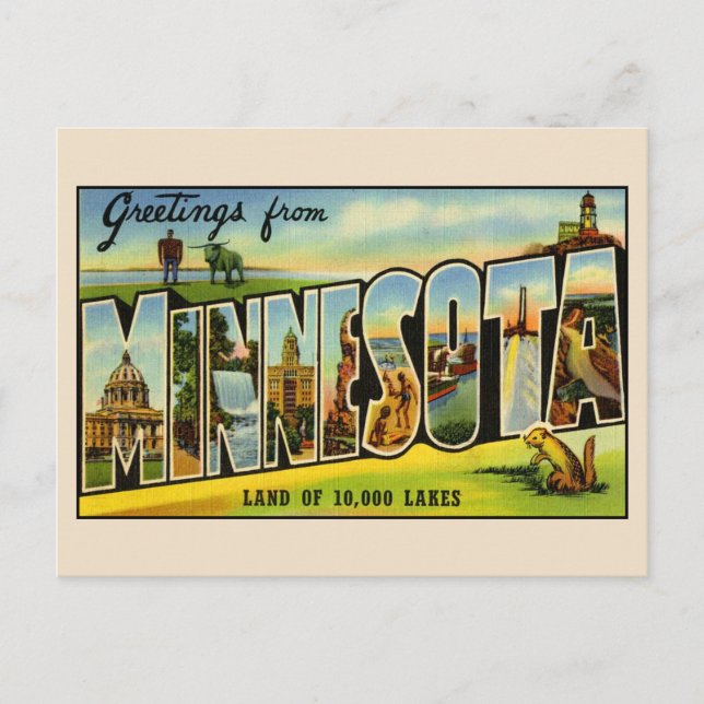 Greetings from Minnesota Large Letter Postcard (Front)