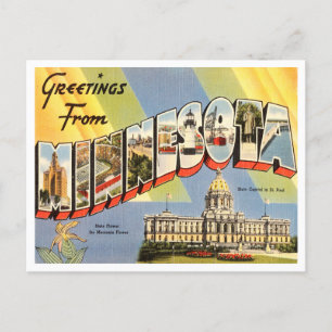 Greetings from Minnesota Vintage Travel Postcard