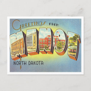 Greetings from Minot, North Dakota Vintage Travel Postcard