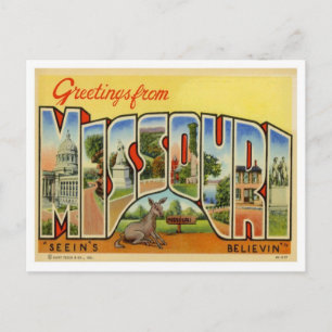 Greetings From Missouri Vintage Postcard