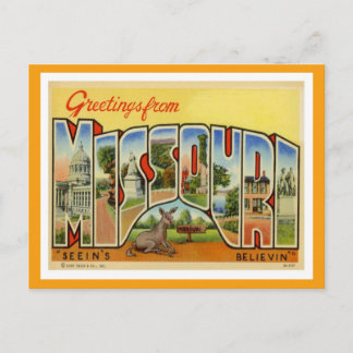 Greetings From Missouri Vintage Postcard