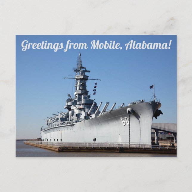 Greetings From Mobile, Alabama, BB-60 Postcard (Front)