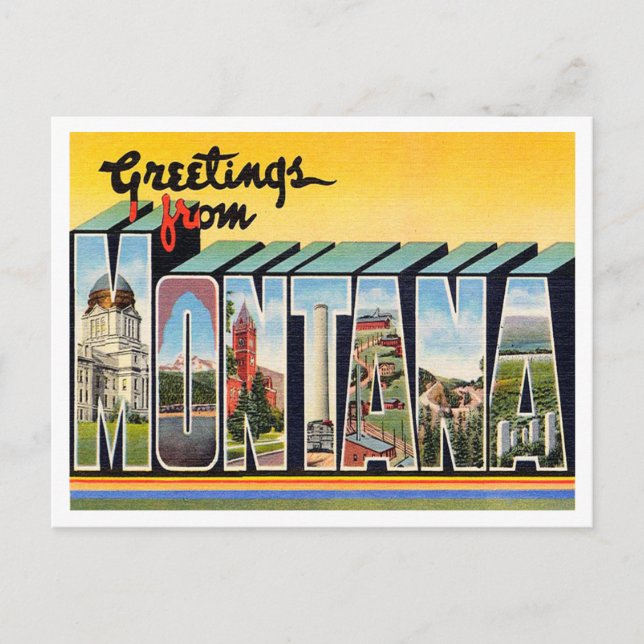 Greetings from Montana Vintage Travel Postcard (Front)
