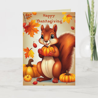 Greetings From Mr. Squirrel Thanksgiving Card