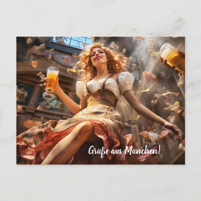 Greetings from Munich! Beer tent atmosphere Postcard (Front)