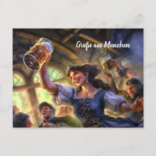 Greetings from Munich! beer tent Postcard
