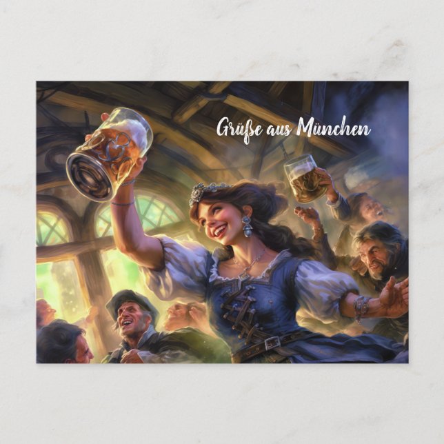 Greetings from Munich! beer tent Postcard (Front)