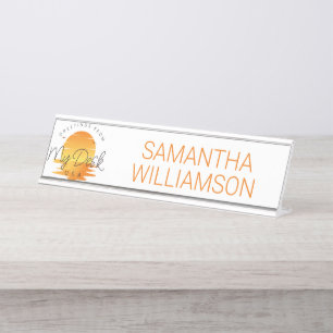 Greetings From My Desk Sunset on Water Desk Name Plate