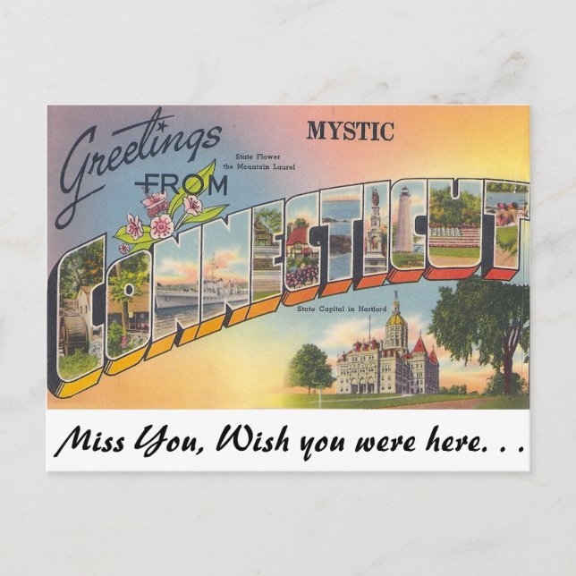 Greetings from mystic, Connecticut Postcard (Front)