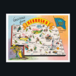 Greetings from Nebraska Map Vintage Travel Postcard<br><div class="desc">Greetings from Nebraska Map Vintage Travel Postcard</div>