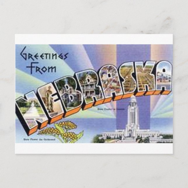 Greetings From Nebraska Postcard (Front)
