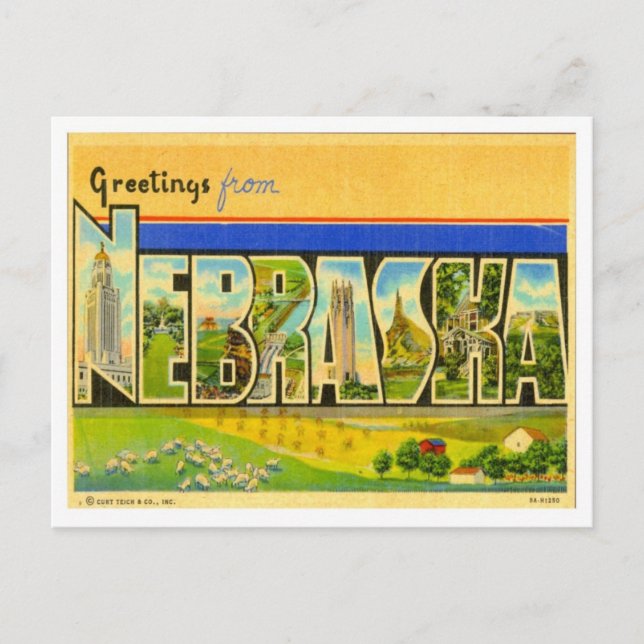 Greetings From Nebraska Postcard (Front)