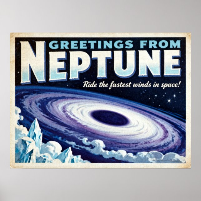 Greetings from Neptune Retro Sci‑Fi Poster (Front)
