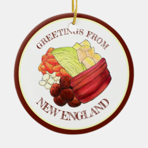Greetings from New England Classic Boiled Dinner Ceramic Ornament