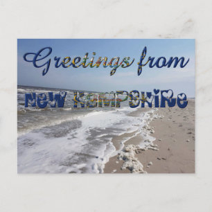 Greetings from New Hampshire State Flag Hearts USA Postcard