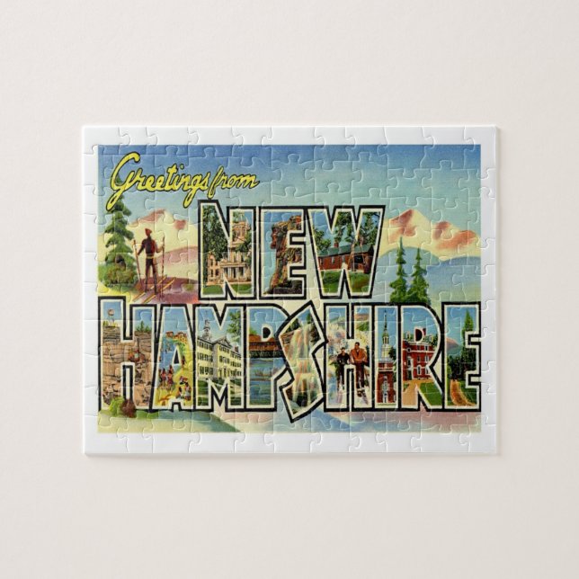 Greetings From New Hampshire Vintage Travel Jigsaw Puzzle (Horizontal)
