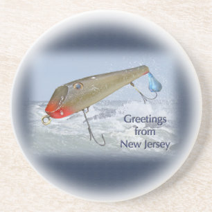 Greetings From New Jersey Fishing Lure Coaster