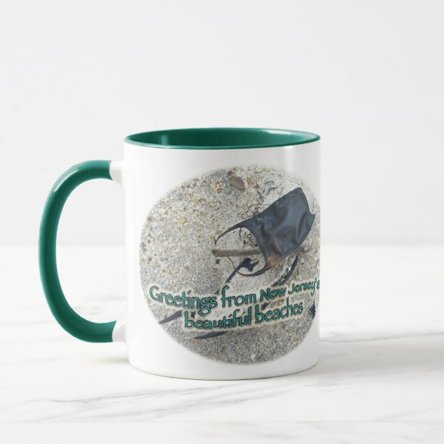 Greetings From New Jersey's Beautiful Beaches Mug (Left)