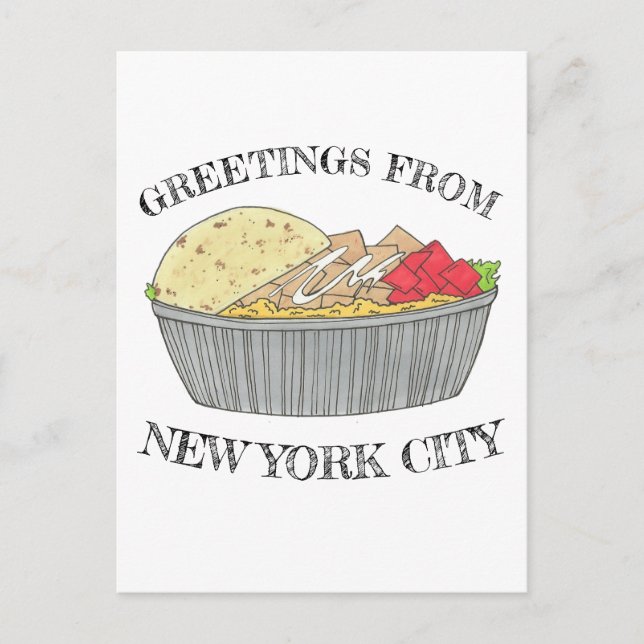 Greetings from New York City Halal Cart Food Postcard (Front)