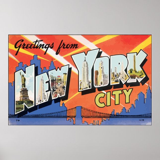Greetings From New York City, Vintage Poster (Front)