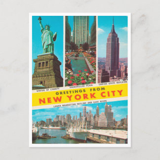 Greetings from New York City Vintage Travel Postcard