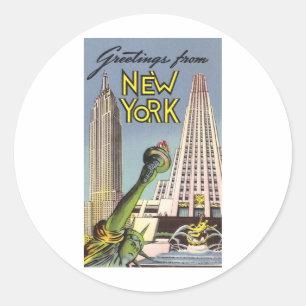 Greetings From New York Classic Round Sticker