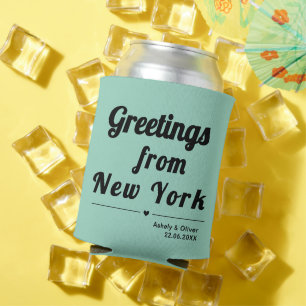 Greetings From New York - custom Wedding favour Can Cooler