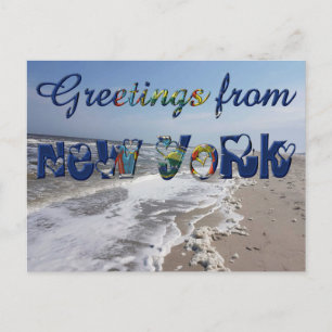 Greetings from New York State Flag Hearts USA Postcard