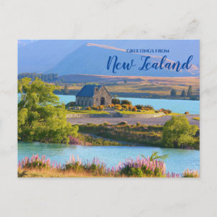 Greetings from New Zealand Scenic Postcard