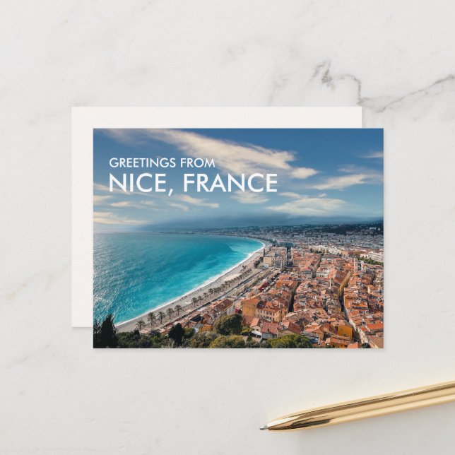 Greetings from Nice France Postcard (Front/Back In Situ)