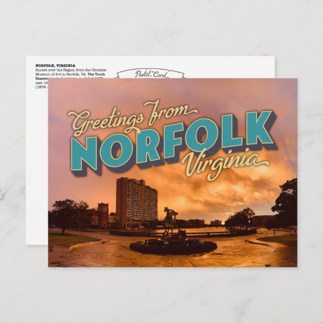 Greetings from Norfolk, VA Postal Card (Front/Back)